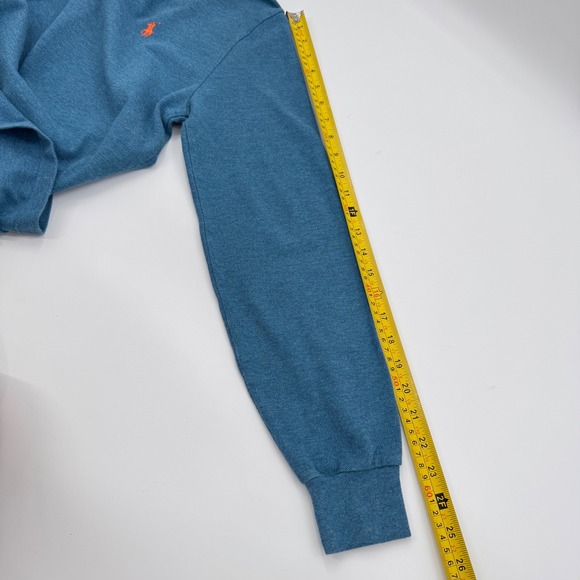 Polo Ralph Lauren Men's Long Sleeve Polo Shirt Blue Orange Logo Cotton Casual - Picture 11 of 11